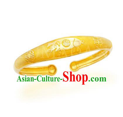 Asian Korean Hanbok Accessories Gold Longevity Bracelet for Baby