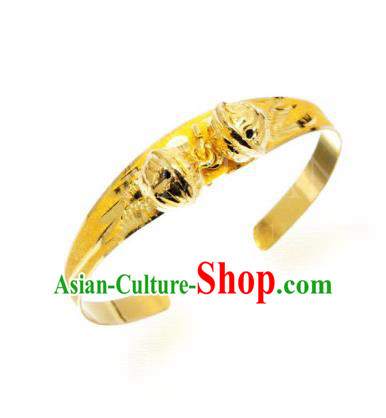 Asian Korean Hanbok Accessories Gold Longevity Bracelet for Baby