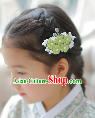 Korean National Hair Accessories Green Flowers Hair Stick, Asian Korean Hanbok Fashion Headwear Hair Claw for Kids