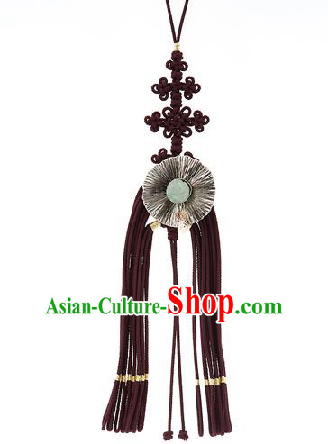 Korean National Belts Accessories Bride Wedding Hanbok Waist Pendant, Asian Korean Chinese Knot Brown Tassel Waist Decorations for Women