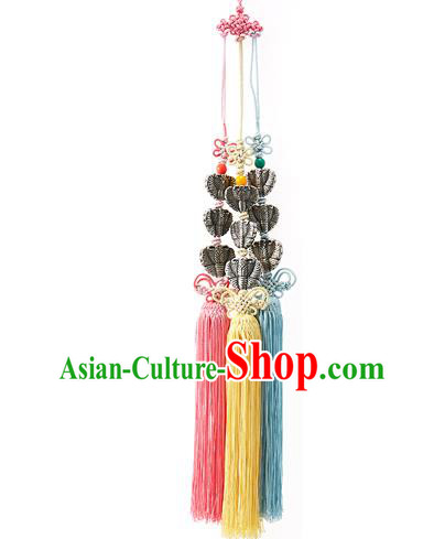 Asian Korean Hanbok Chinese Knot Tassel Waist Decorations, Korean National Belts Accessories Wedding Bride Waist Pendant for Women