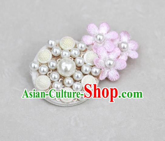 Traditional Korean National Accessories Pearls Brooch, Asian Korean Hanbok Fashion Breastpin for Kids