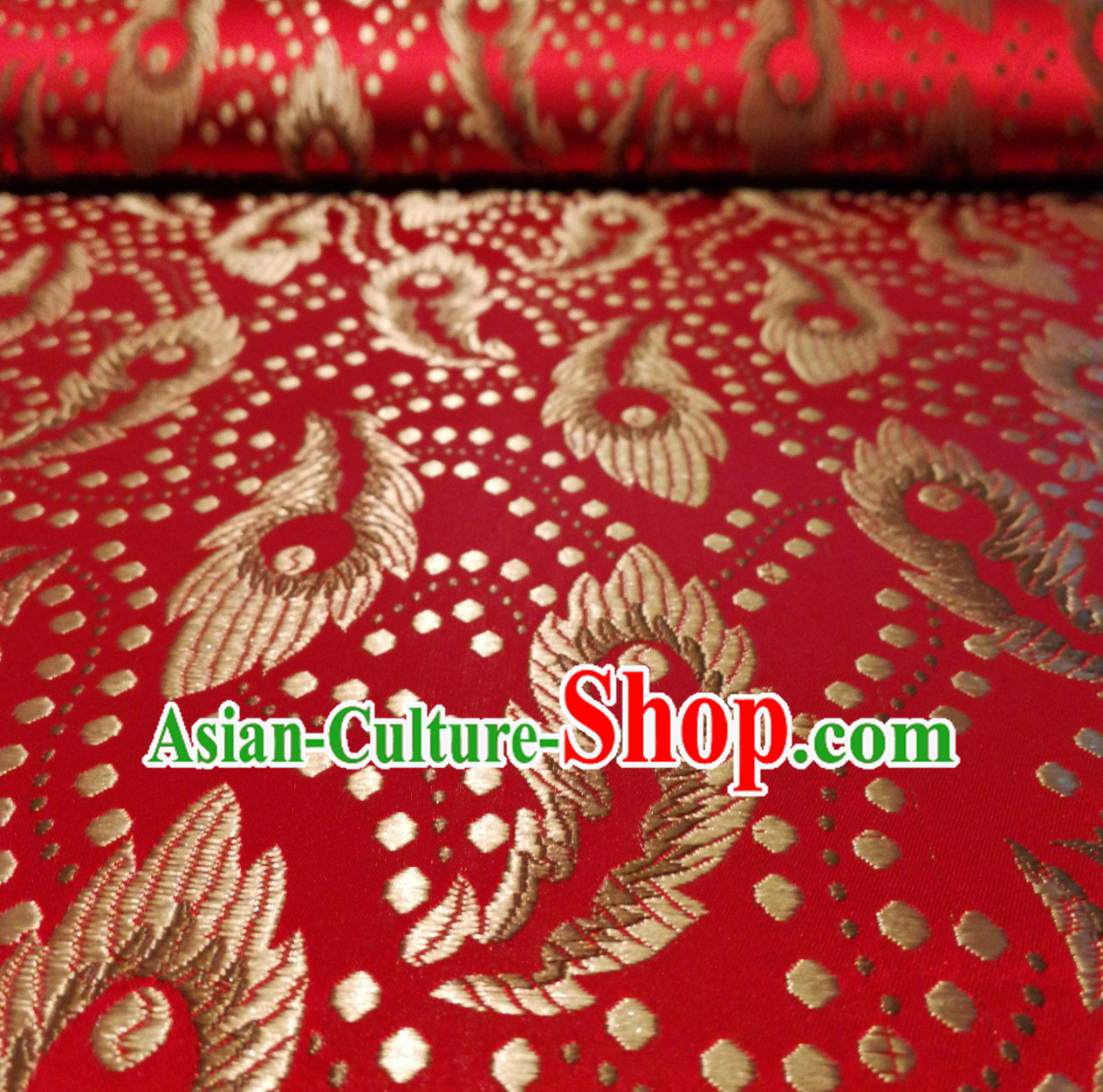 Royal Red Color Chinese Royal Palace Style Traditional Pattern Design Brocade Fabric Silk Fabric Chinese Fabric Asian Material