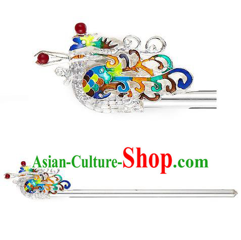 Traditional Korean National Hair Accessories Bride Wedding Palace Queen Phoenix Hairpins, Asian Korean Hanbok Fashion Headwear Hair Stick for Women