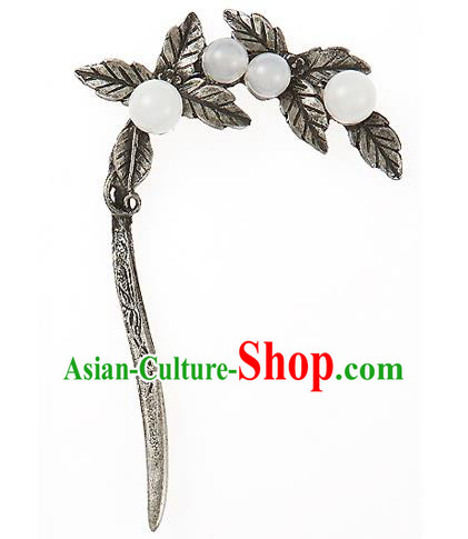 Traditional Korean National Wedding Hair Accessories Bride Palace White Beads Hairpins, Korean Hanbok Fashion Hair Stick Headwear for Women