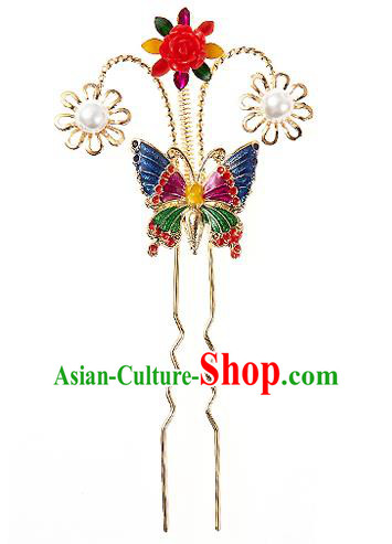 Traditional Korean National Wedding Hair Accessories Bride Hairpins, Korean Hanbok Fashion Hair Stick Headwear for Women