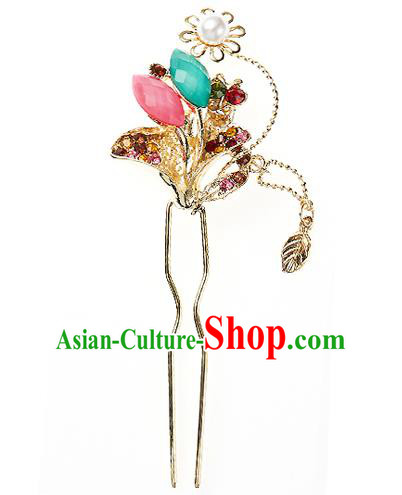 Traditional Korean National Hair Accessories Bride Wedding Crystal Butterfly Hairpins, Asian Korean Hanbok Fashion Headwear Hair Stick for Women