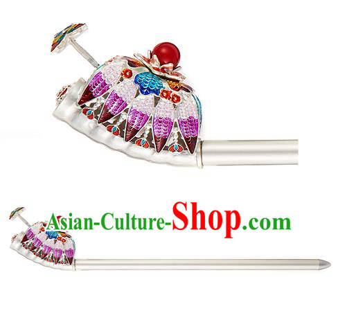 Traditional Korean National Hair Accessories Bride Purple Crystal Hairpins, Asian Korean Hanbok Fashion Headwear Hair Stick for Women