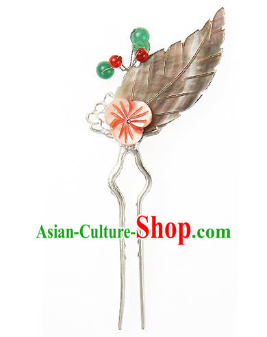 Traditional Korean National Hair Accessories Leaf Hairpins, Korean Palace Hanbok Fashion Headwear for Women