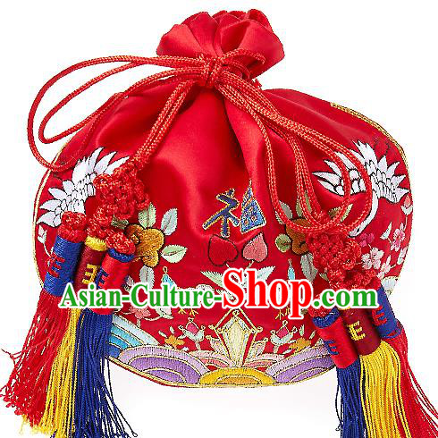 Traditional Korean Accessories Palace Princess Embroidered Purse, Asian Korean Fashion Lucky Bag for Kids