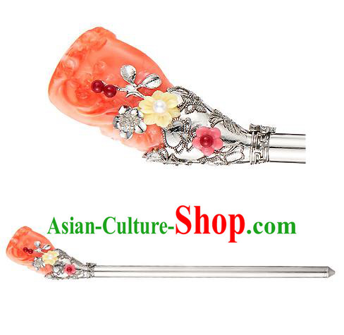 Traditional Korean National Hair Accessories Colored Glaze Hair Stick Hairpins, Korean Palace Hanbok Fashion Headwear for Women