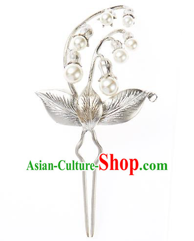 Korean National Wedding Hair Accessories Bride Pearls Hairpins, Korean Hanbok Fashion Palace Hair Stick for Women