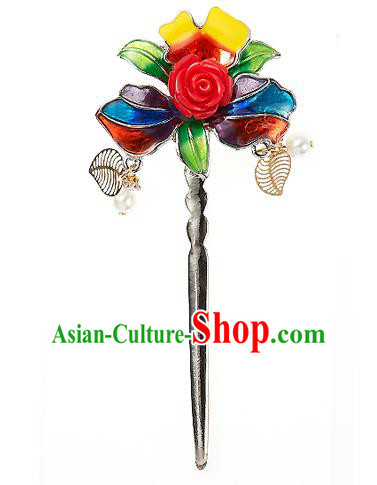 Korean National Wedding Hair Accessories Bride Colorful Hairpins, Korean Hanbok Fashion Palace Hair Clasp for Women