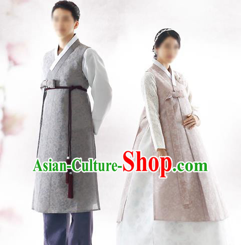 Asian Korean National Traditional Handmade Formal Occasions Bride and Bridegroom Wedding Hanbok Costume Complete Set