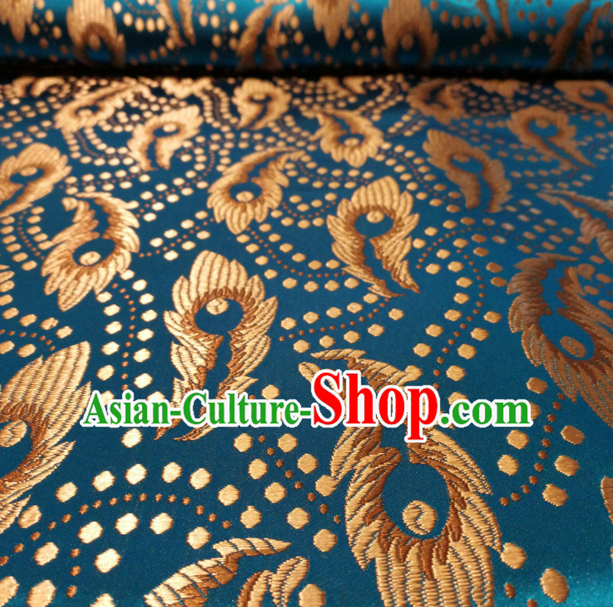 Lake Blue Color Chinese Royal Palace Style Traditional Pattern Design Brocade Fabric Silk Fabric Chinese Fabric Asian Material