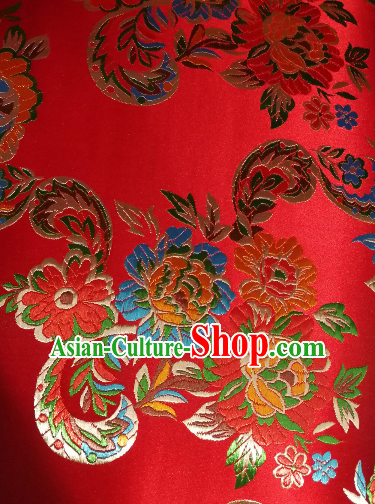 Royal Red Color Chinese Royal Palace Style Traditional Flower Peony Pattern Design Brocade Fabric Silk Fabric Chinese Fabric Asian Material
