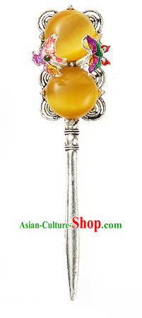 Korean National Wedding Hair Accessories Bride Yellow Beads Hair Clip, Korean Hanbok Fashion Palace Hairpins for Women