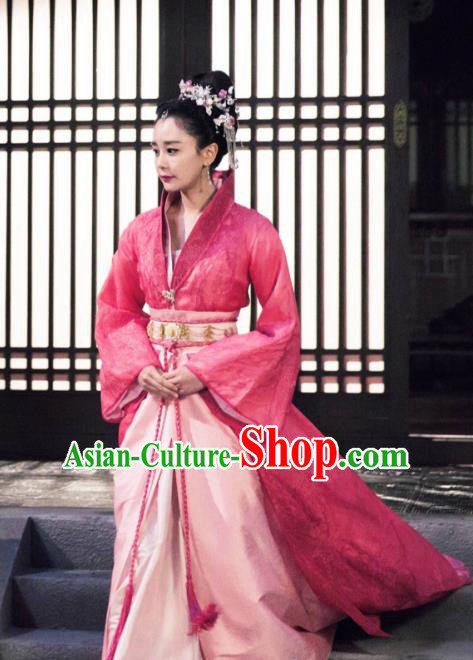 Traditional Chinese Tang Dynasty Imperial Concubine Costume and Headpiece Complete Set, Asian China Ancient Palace Dress Clothing for Women