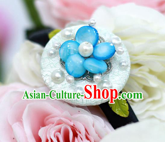 Korean National Hair Accessories Blue Flower Hair Stick, Asian Korean Hanbok Fashion Headwear Headband for Kids