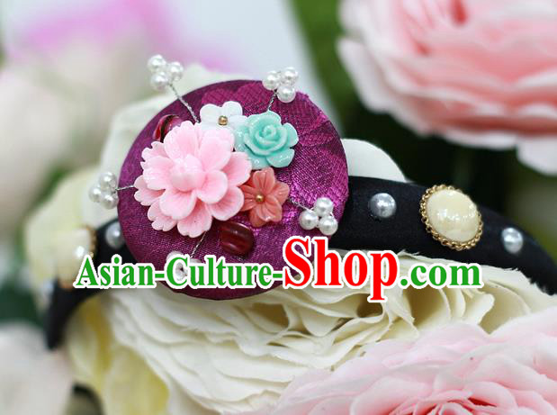 Korean National Hair Accessories Purple Hair Clasp, Asian Korean Hanbok Fashion Headwear Headband for Kids