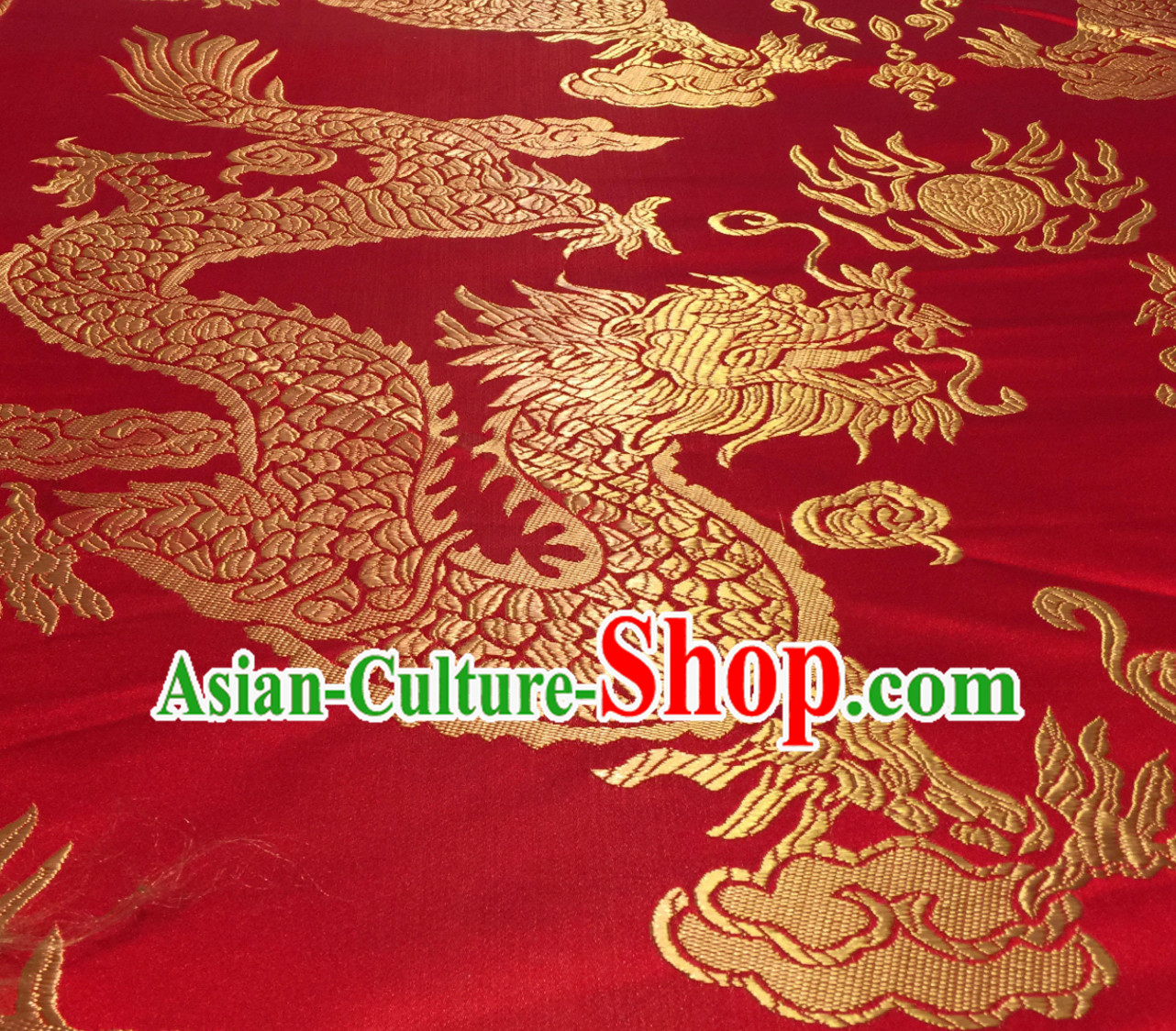 Red Asian Chinese Royal Palace Style Traditional Dragon Pattern Design Brocade Fabric Silk Fabric Chinese Fabric Asian Material
