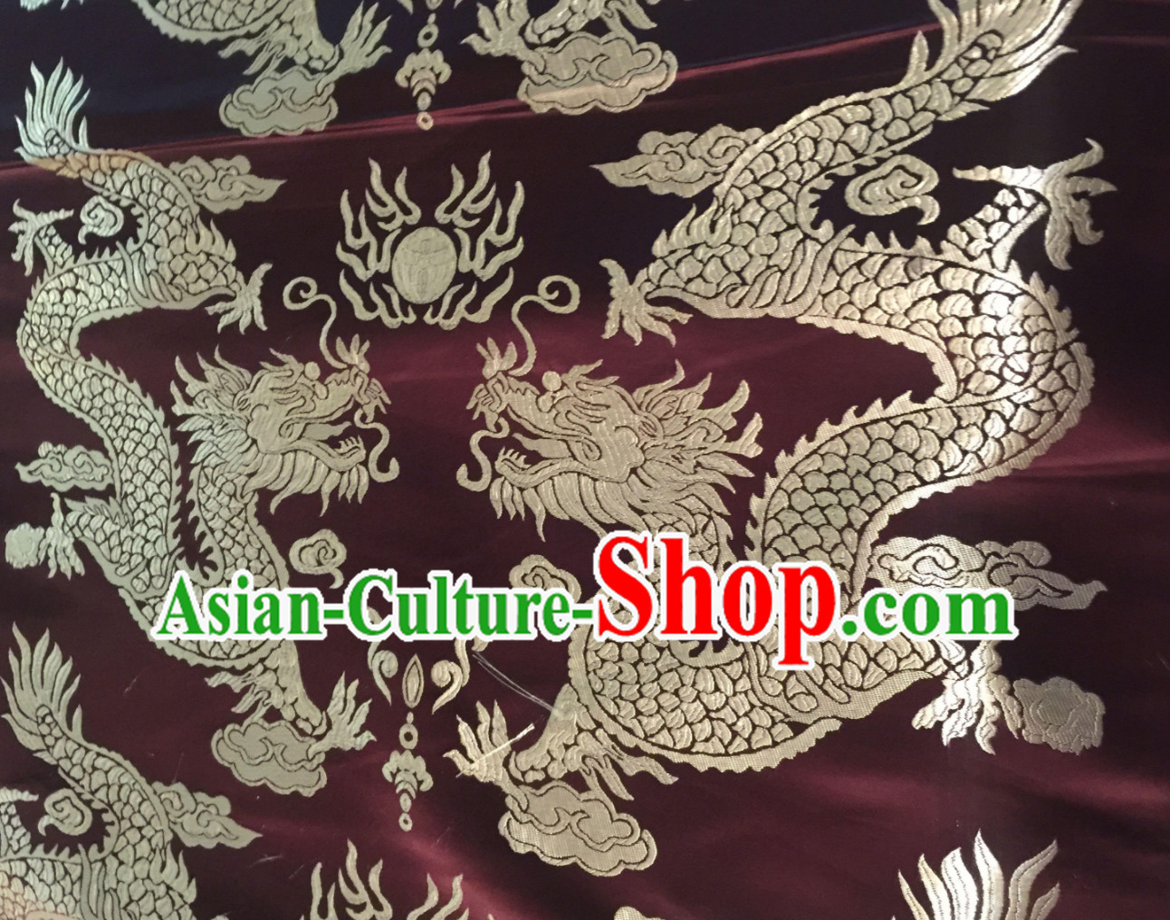 Coffee Asian Chinese Royal Palace Style Traditional Dragon Pattern Design Brocade Fabric Silk Fabric Chinese Fabric Asian Material