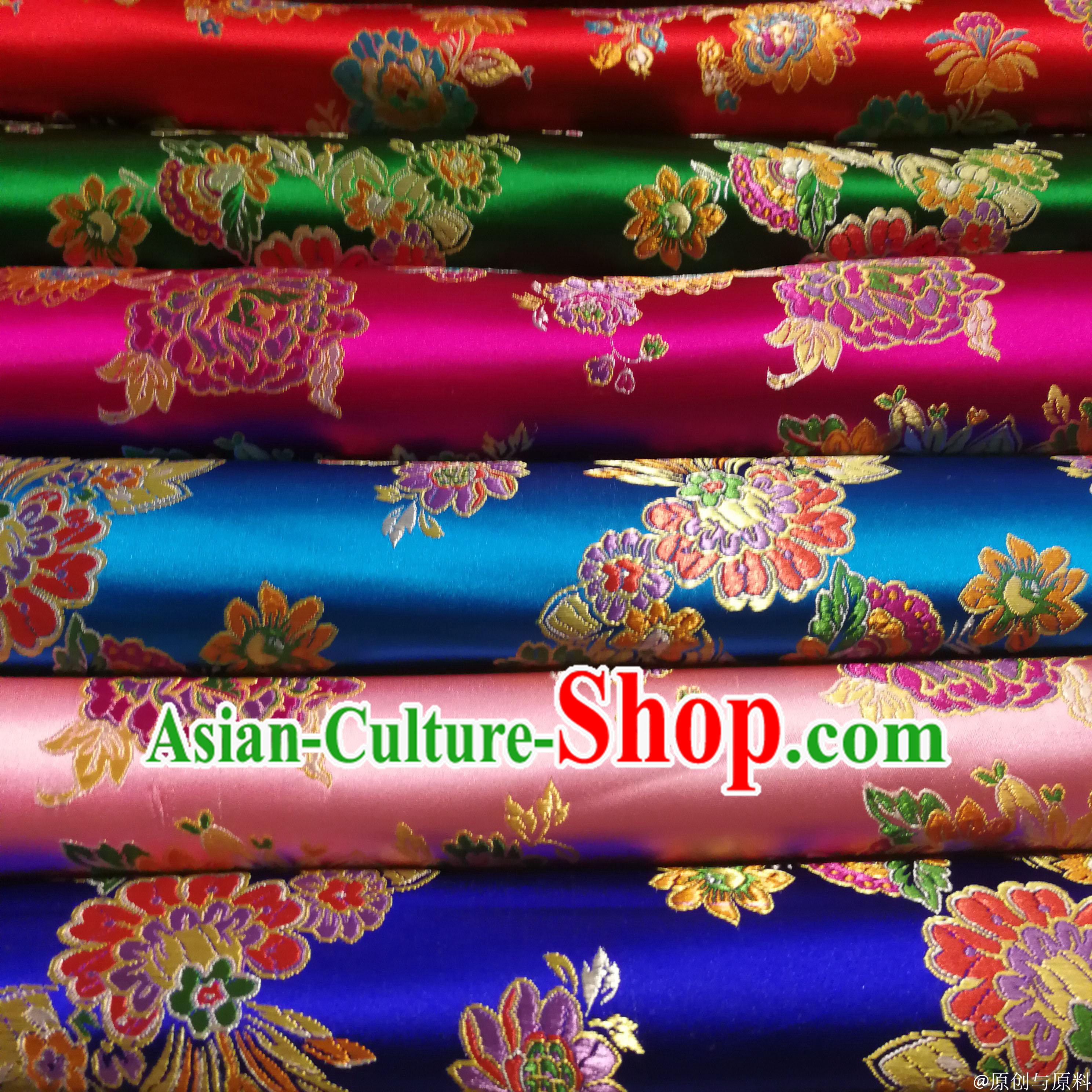 Asian Chinese Royal Palace Style Traditional Pattern Peony Flower Design Brocade Fabric Silk Fabric Chinese Fabric Asian Material