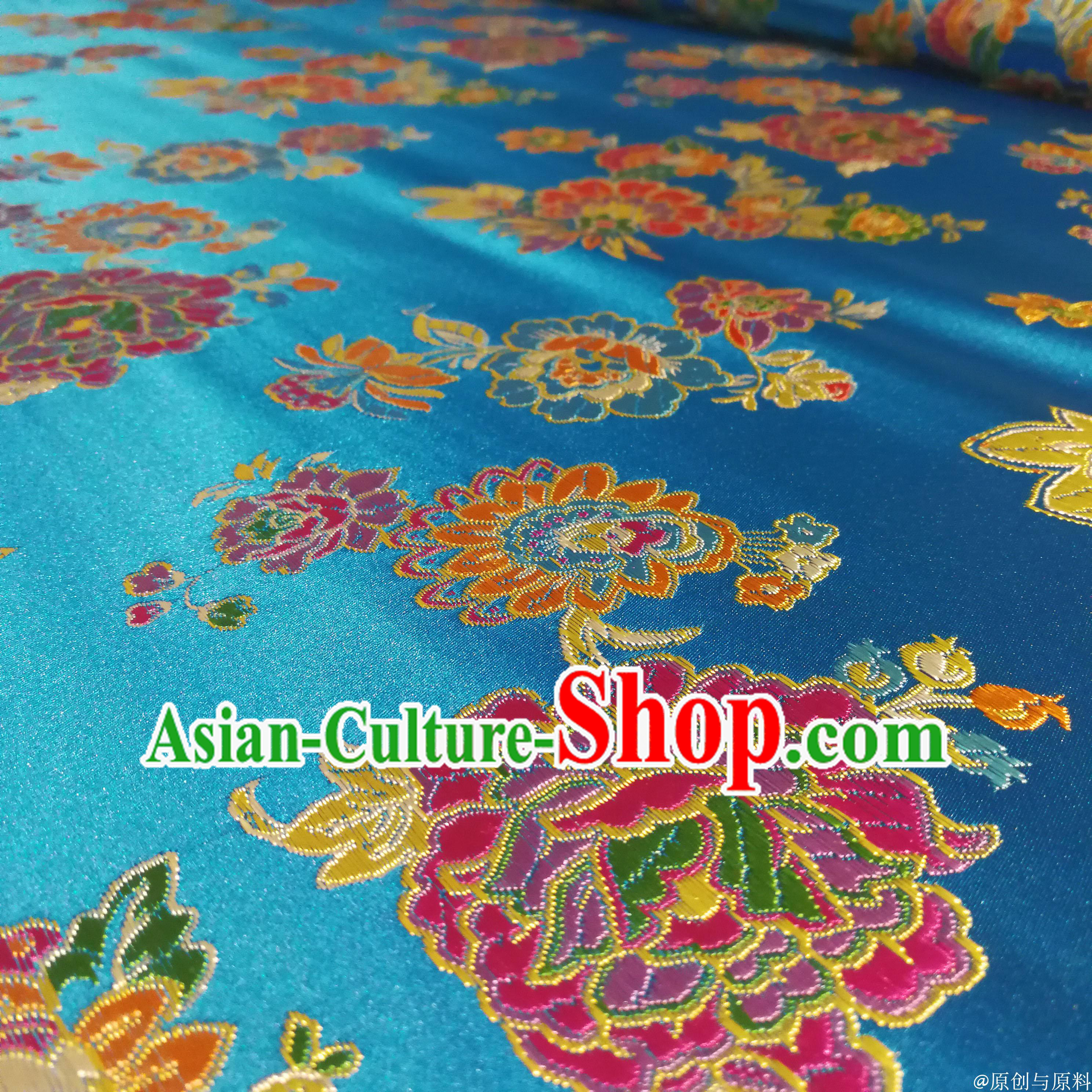 Asian Chinese Royal Palace Style Traditional Pattern Peony Flower Design Brocade Fabric Silk Fabric Chinese Fabric Asian Material