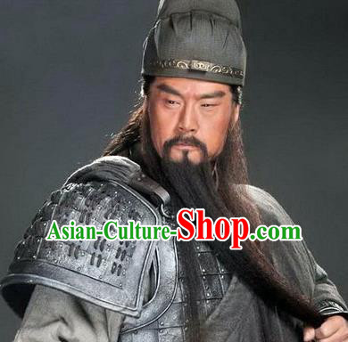 Chinese Ancient Opera Three Kingdoms Period Guan Yu Long Whiskers Mustache, Traditional Chinese Beijing Opera Old Men Full Beard for Men