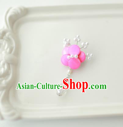 Korean National Accessories Girls Rosy Begonia Brooch, Asian Korean Hanbok Fashion Bride Breastpin for Kids