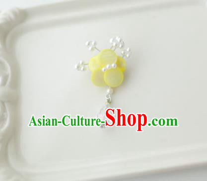 Korean National Accessories Girls Yellow Begonia Brooch, Asian Korean Hanbok Fashion Bride Breastpin for Kids