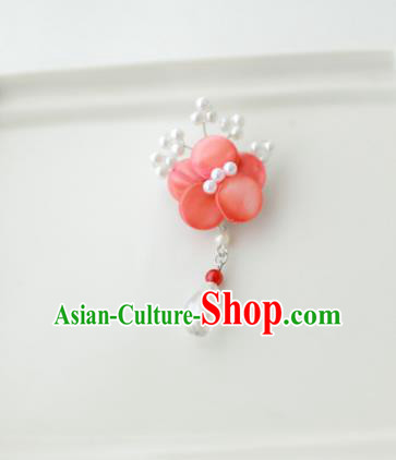 Korean National Accessories Girls Red Begonia Brooch, Asian Korean Hanbok Fashion Bride Breastpin for Kids