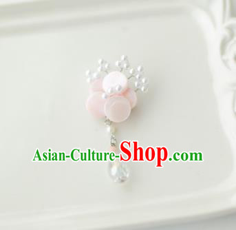 Korean National Accessories Girls Light Pink Begonia Brooch, Asian Korean Hanbok Fashion Bride Breastpin for Kids