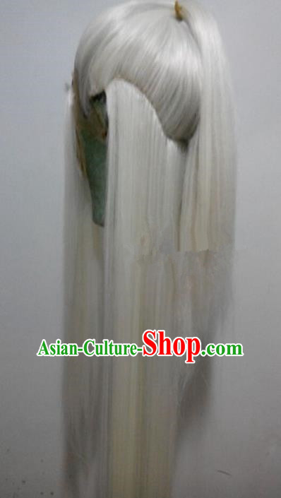 Chinese Ancient Swordsman Long Wig Set Beijing Opera False Beard Mustache