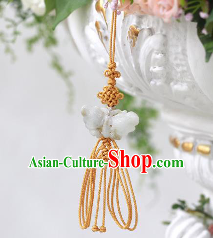 Asian Korean Hanbok Butterfly Brown Tassel Waist Decorations, Korean National Belts Accessories Wedding Bride Waist Pendant for Women