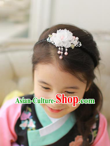 Korean National Hair Accessories Wedding Bride Lotus Tassel Hair Clasp, Asian Korean Hanbok Headband Headwear for Kids