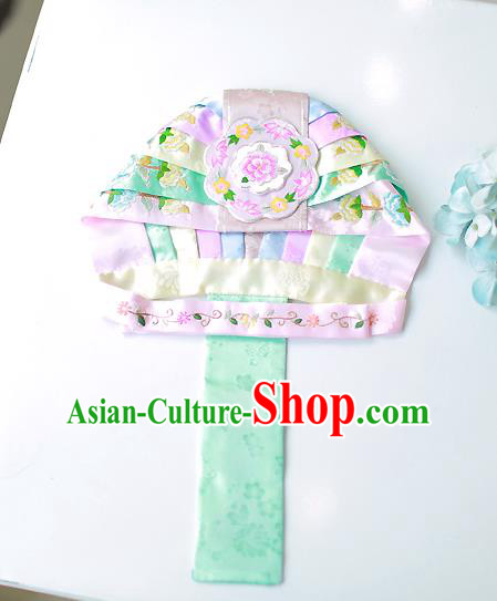 Asian Korean Hanbok Embroidered Hats, Korean National Accessories Wedding Bride Headwear for Kids