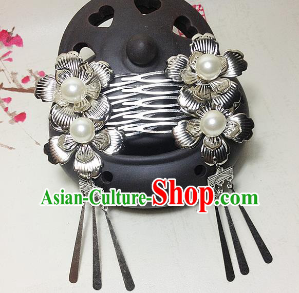 Traditional Chinese Ancient Classical Hair Accessories Hanfu Hair Comb Tassel Step Shake Bride Hairpins for Women