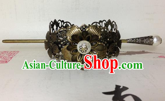 Traditional Handmade Chinese Ancient Classical Hair Accessories Royal Highness Bronze Tuinga Hairdo Crown for Men