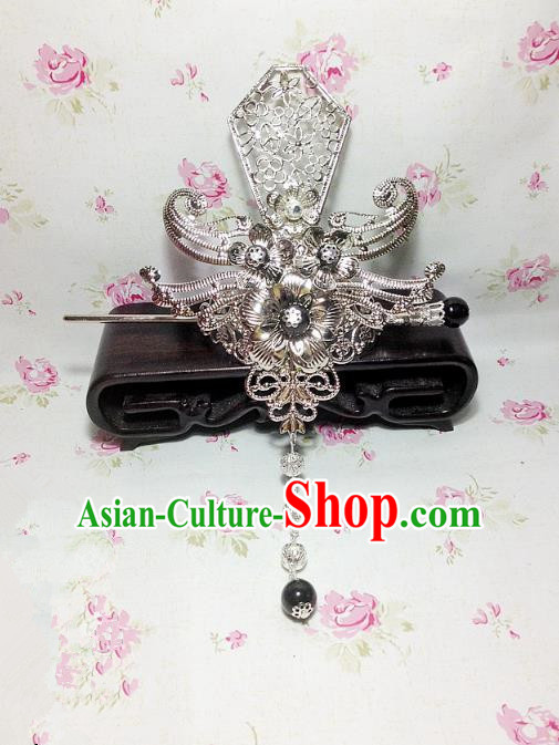 Traditional Handmade Chinese Classical Hair Accessories, Ancient Royal Highness Headband Tassel Tuinga Hairdo Crown for Men