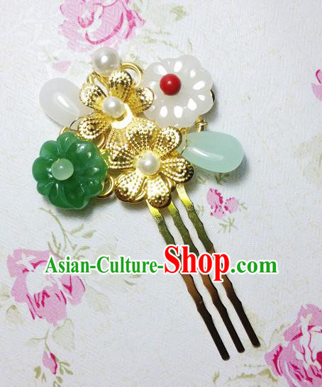 Traditional Chinese Ancient Classical Hair Accessories Hanfu Flowers Hair Comb Step Shake Bride Hairpins for Women