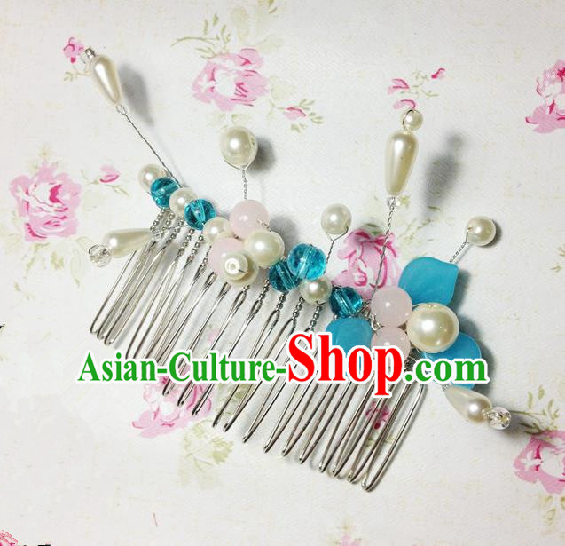 Traditional Chinese Ancient Classical Hair Accessories Hanfu Pearls Hair Comb Bride Hairpins for Women