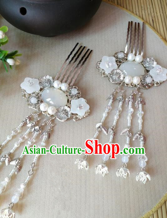 Traditional Chinese Ancient Classical Hair Accessories Hanfu Agate Hair Clip Tassel Step Shake Hairpins for Women