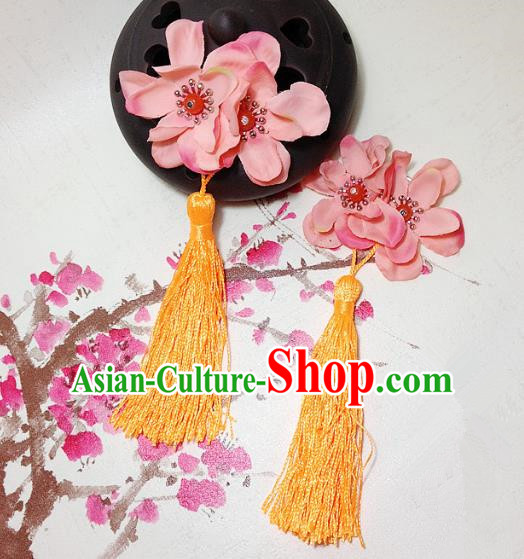 Traditional Chinese Ancient Classical Hair Accessories Hanfu Blue Flowers Hair Comb Bride Hairpins for Women