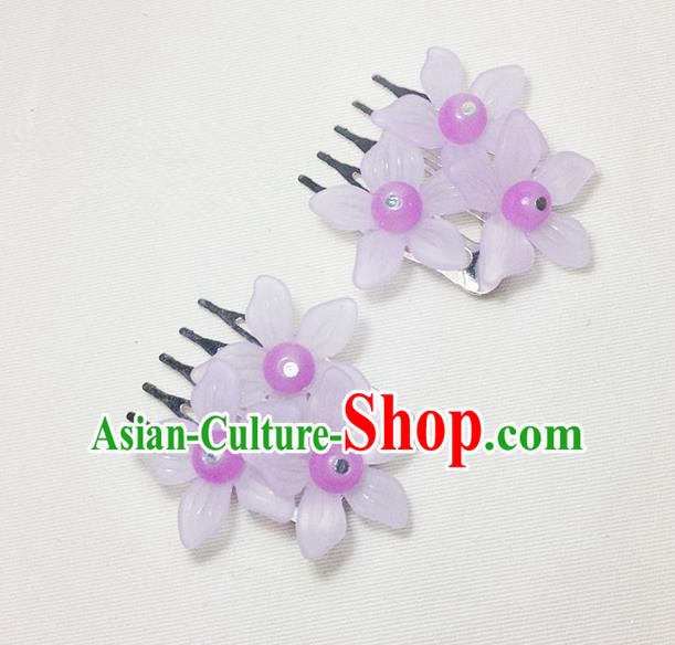 Traditional Chinese Ancient Classical Hair Accessories Hanfu Lilac Flowers Hair Comb Bride Hairpins for Women