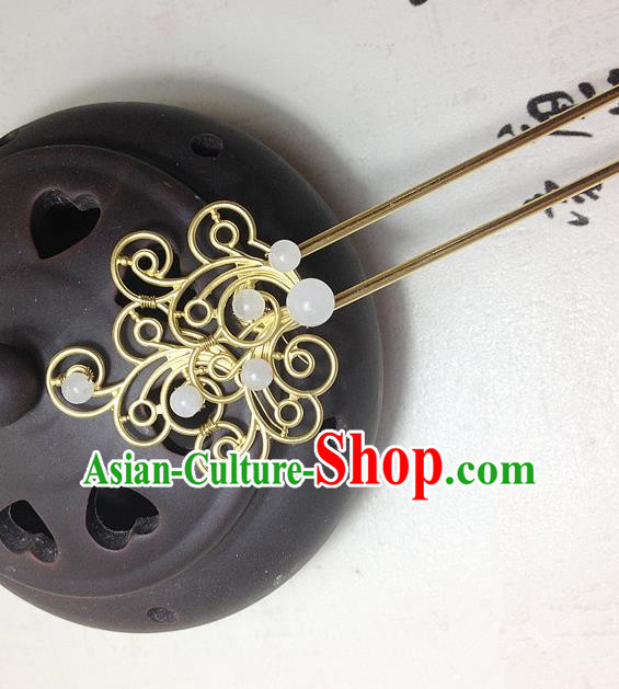 Traditional Chinese Ancient Classical Hair Accessories Hanfu Chalcedony Hair Clip Bride Hairpins for Women