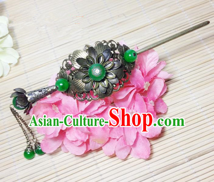 Traditional Chinese Ancient Classical Hair Accessories Hanfu Hairdo Crown Tassel Hairpins for Women