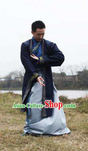 Asian China Han Dynasty Swordsman Costume, Traditional Ancient Chinese Imperial Bodyguard Hanfu Clothing for Men