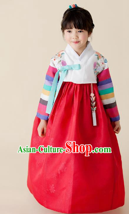 Traditional Korean Hanbok Embroidered Clothing, Asian Korean Fashion Apparel Hanbok Embroidery Costume for Kids