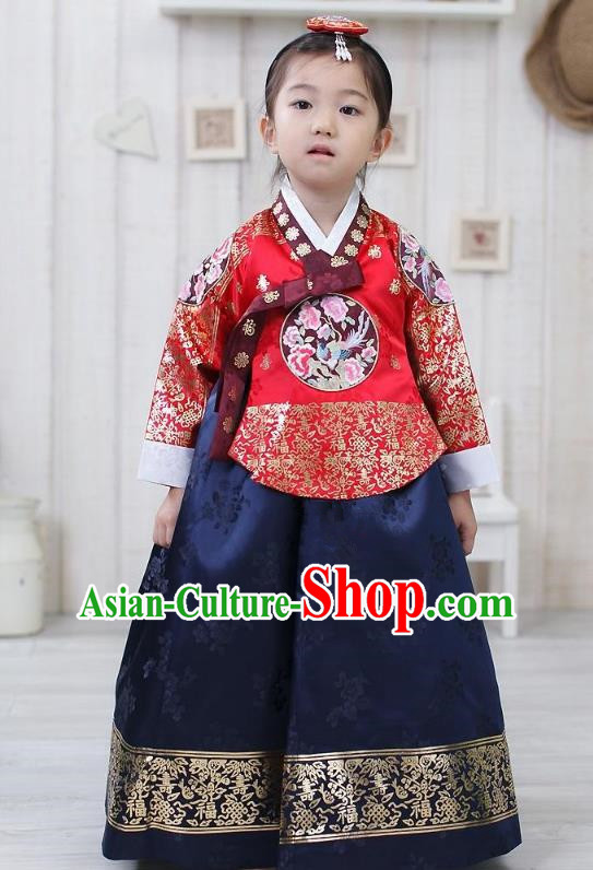 Traditional Korean Hanbok Embroidered Clothing, Asian Korean Fashion Apparel Hanbok Costume for Kids